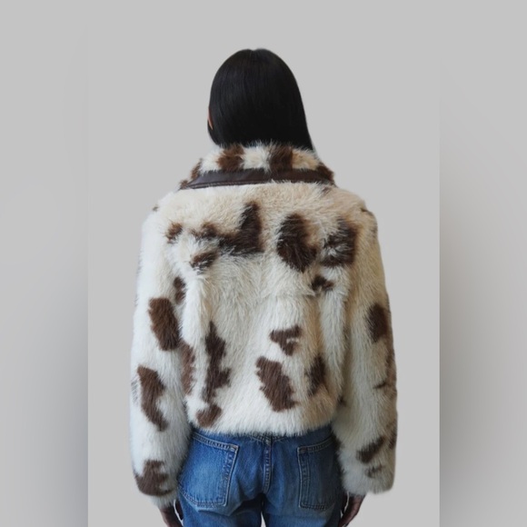 NWT Faux Fur Cow Print Jacket Women’s Size Large Y2K Western - Picture 4 of 4